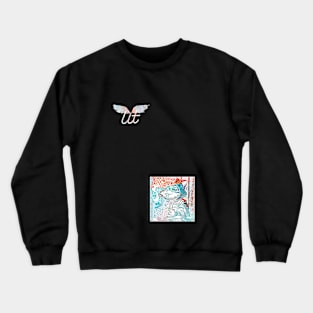 LitQ - Anime Art basketball smoke weed vibe print Crewneck Sweatshirt